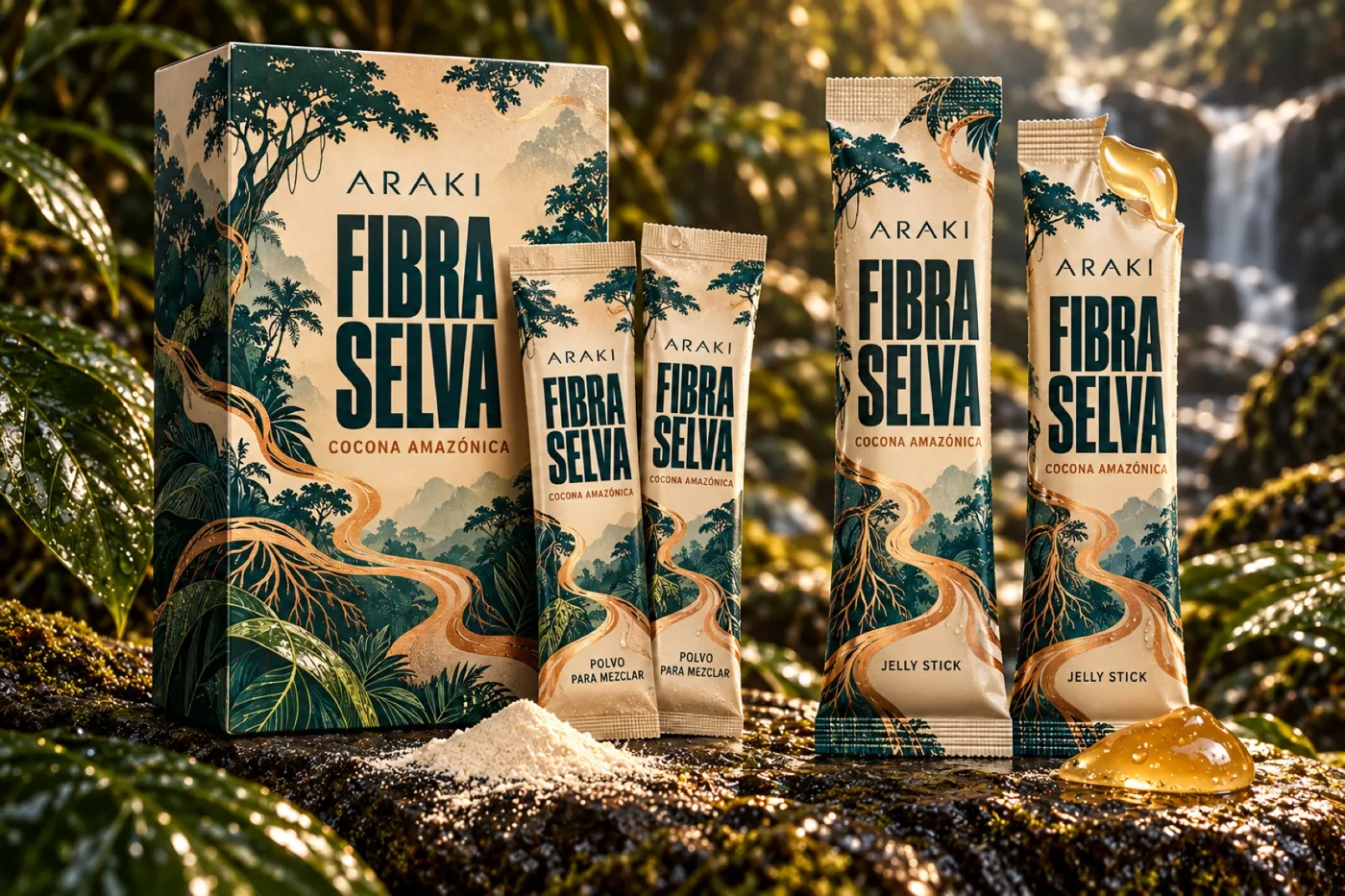 Fibra Selva sachets and jelly sticks with cocona
